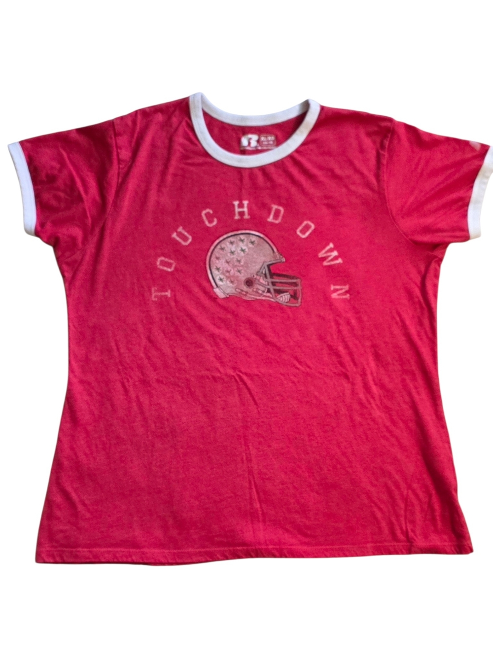 Ohio State Buckeyes XL  Red Russell Athletics Touchdown Retro Style Ringer Tee